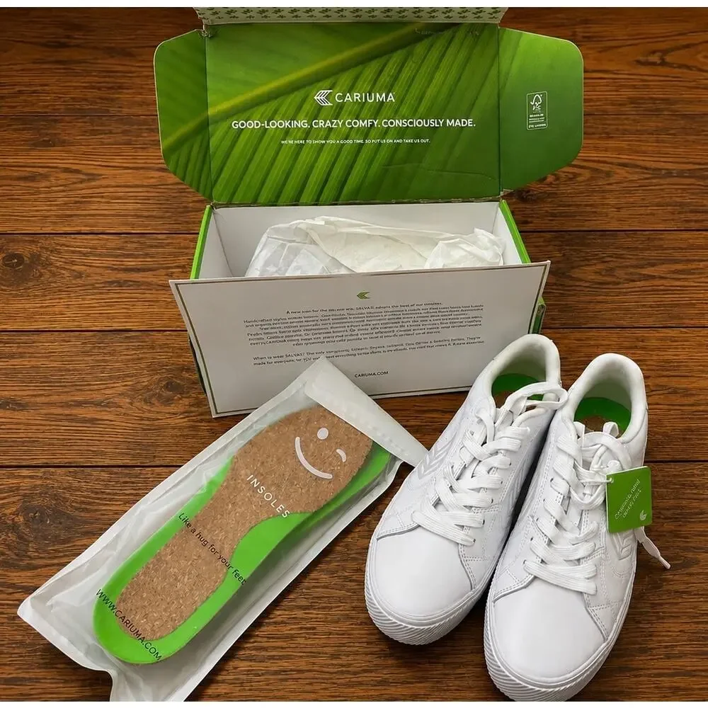 CARIUMA SALVAS White Leather Sneakers Women’s 10 Men’s 8.5 EU 41 NIB + Insoles